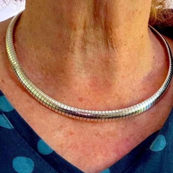 Sterling silver necklace, vintage, snake style, excellent condition - Picture 1 of 9